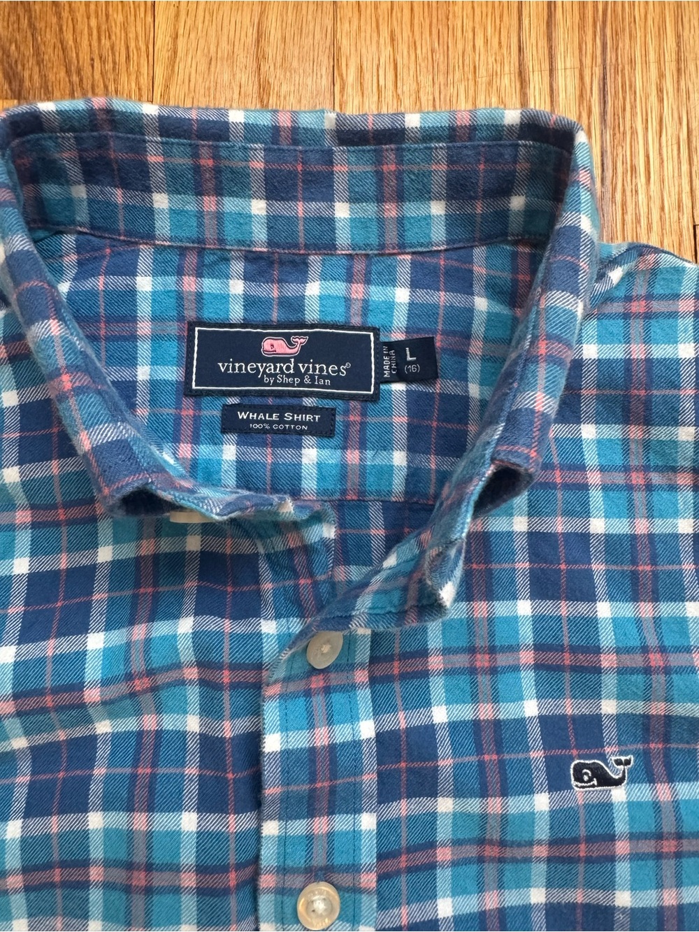 NEW Vineyard Vines Boys Flannel Blue Plaid Button-Down Shirt - Picture 3 of 3